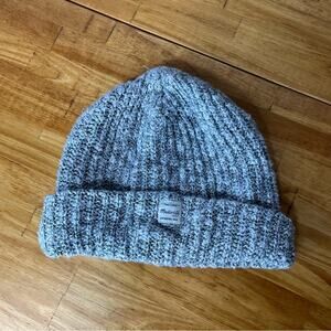 Madewell Heathered Grey Knit Woven Beanie Winter Hat